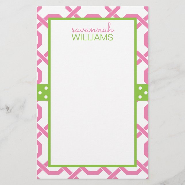 Lattice & Grosgrain Personalised Stationery (Front)