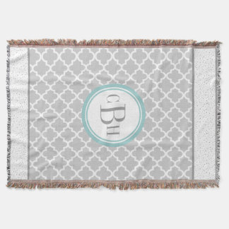 Lattice Morocaan Tile Monogram Pattern Throw Blanket