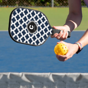 Lattice Pattern Monogram Name Pickleball Paddle