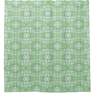 Lattice Quatrefoil Pattern Apple Green Shower Curtain