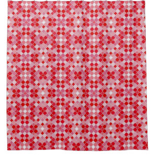 Lattice Quatrefoil Pattern Brilliant Crimson Shower Curtain