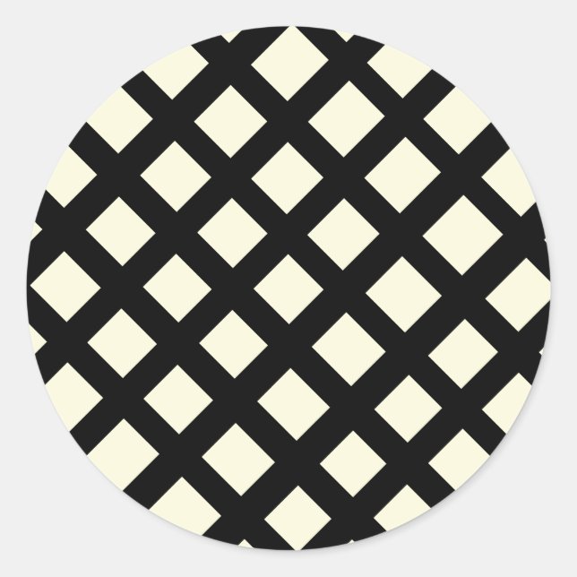 Lattice Round Stickers (Cream & Black) (Front)