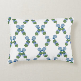 Lattice Topiary Chinoiserie Blue Ginger Jars  Decorative Cushion