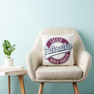Latvia backpacker world traveller cushion