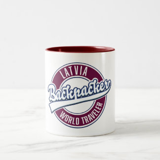 Latvia backpacker world traveller Two-Tone coffee mug