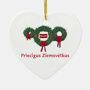 Latvia Christmas 2 Ceramic Tree Decoration