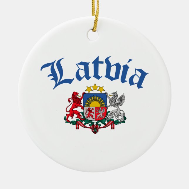 Latvia Coat of Arms Ceramic Tree Decoration (Front)