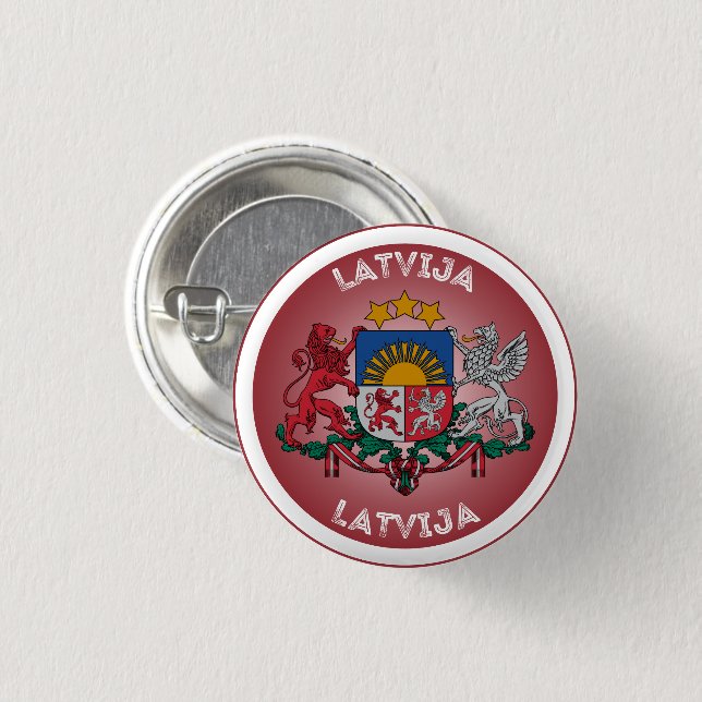 Latvia Coat of Arms Circle Shape  3 Cm Round Badge (Front & Back)