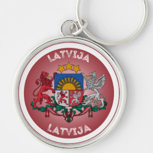 Latvia Coat of Arms Circle Shape Key Ring