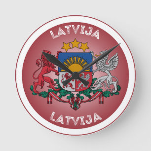 Latvia Coat of Arms Circle Shape Round Clock