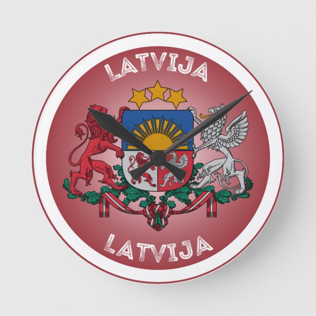 Latvia Coat of Arms Circle Shape  Round Clock (Front)