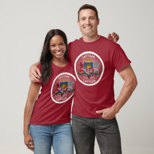 Latvia Coat of Arms Circle Shape T-Shirt