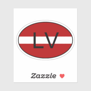LATVIA Country Code Oval Sticker with Flag-Perfect