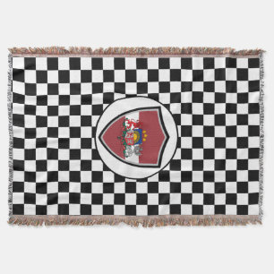 Latvia flag-coat arms throw blanket