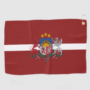 Latvia flag-coat of arms  golf towel
