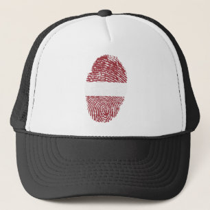Latvia Flag Fingerprint Country Pride Identity Trucker Hat