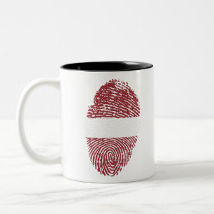 Latvia Flag Fingerprint Country Pride Identity Two-Tone Coffee Mug