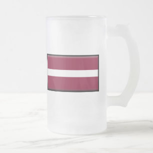 Latvia Flag Frosted Glass Beer Mug
