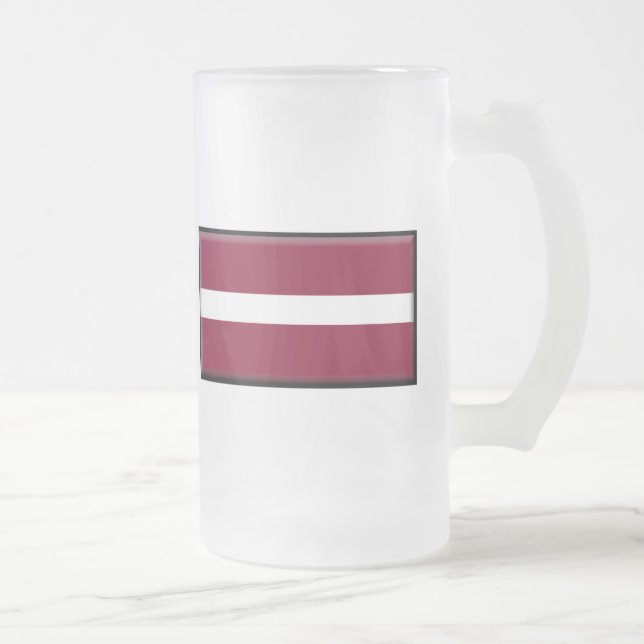 Latvia Flag Frosted Glass Beer Mug (Right)
