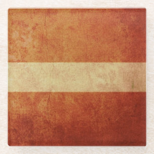 Latvia Flag Glass Coaster