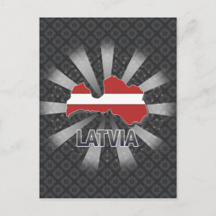 Latvia Flag Map 2.0 Postcard