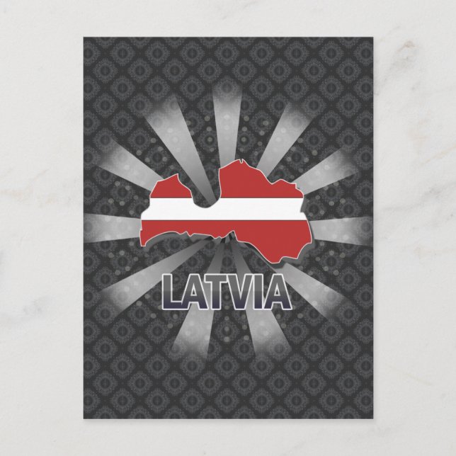 Latvia Flag Map 2.0 Postcard (Front)