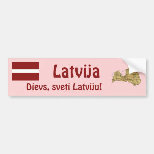 Latvia Flag + Map Bumper Sticker