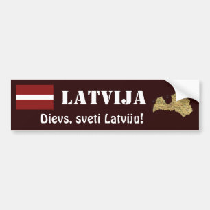 Latvia Flag + Map Bumper Sticker
