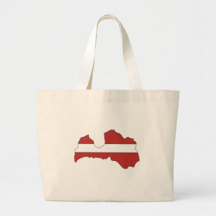 Latvia flag map large tote bag