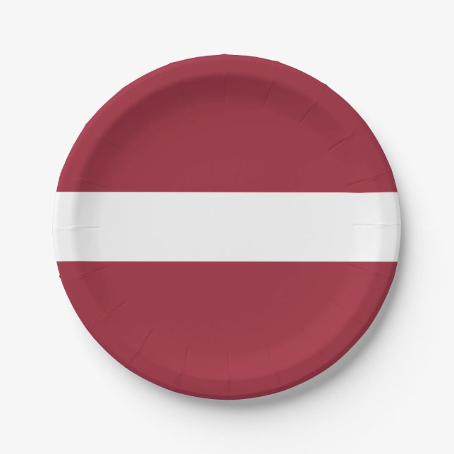 Latvia Flag Paper Plate (Front)