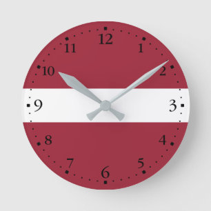 Latvia Flag Round Clock