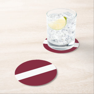 Latvia flag round paper coaster