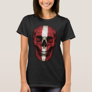 Latvia Flag Skull Latvian Roots Proud Patriotic T-Shirt