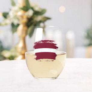Latvia flag stemless wine glass