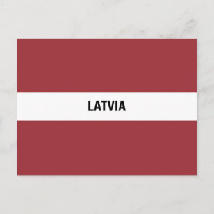 Latvia Flag (With Label) Postcard