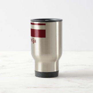 Latvia Flag with Name in Latvian Travel Mug