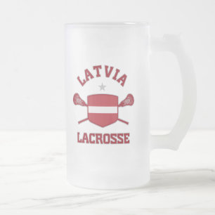 Latvia Frosted Glass Beer Mug