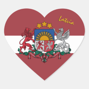 Latvia Heart Sticker, Patriotic Latvian Flag Sticker