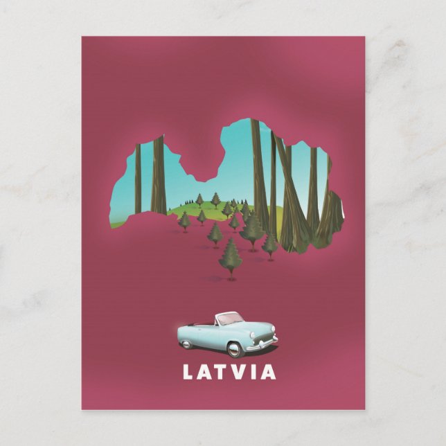 Latvia Illustrated map Postcard (Front)