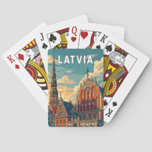 Latvia Illustration Travel Art Vintage Playing Cards