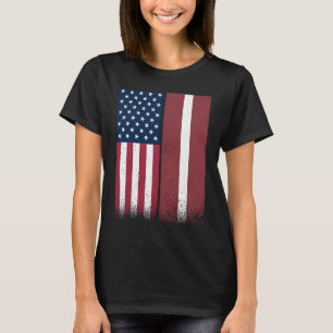 Latvia  Latvian American Flags Proud USA Latvia T-Shirt