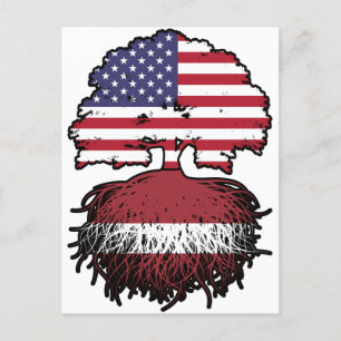 Latvia Latvian American USA United States America Postcard
