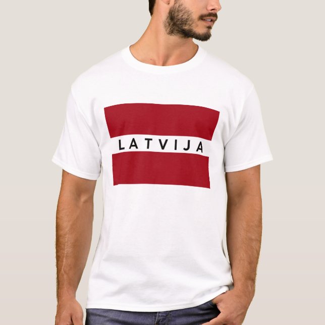 Latvia Latvian flag country Latvija text name T-Shirt (Front)