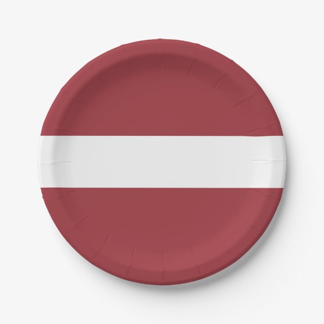 Latvia (Latvian) Flag Paper Plate (Front)