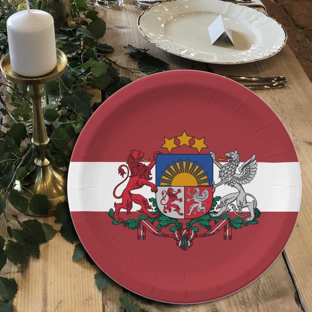 Latvia, Latvian Flag party, birthday /sport Paper Plate (Creator Uploaded)