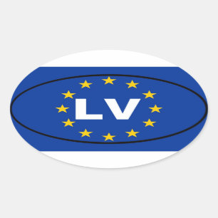 Latvia LV European Union Oval Sticker
