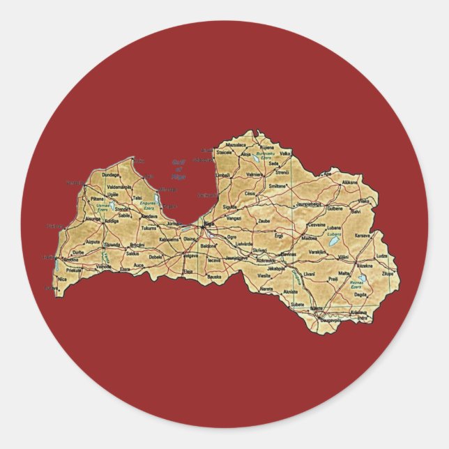 Latvia Map Sticker (Front)