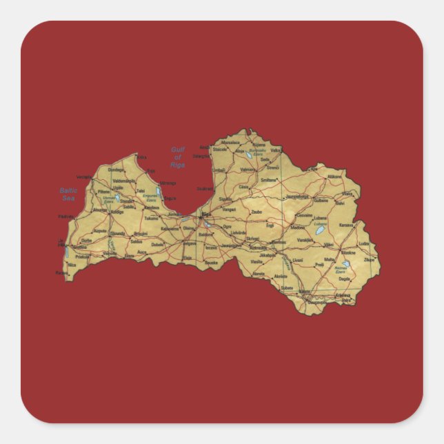Latvia Map Sticker (Front)
