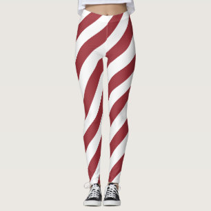 Latvia National Flag Colours Diagonal Striped Leggings