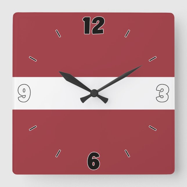 Latvia National Flag Patriotic Square Wall Clock (Front)